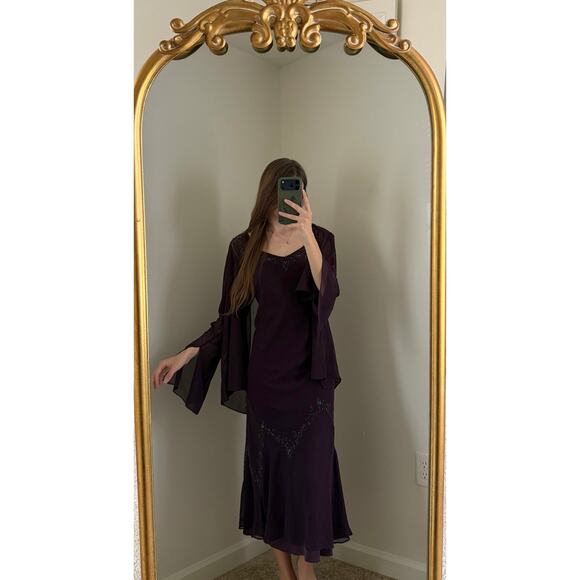David's Bridal Dresses & Skirts - Vintage Y2K 90s David's Bridal Purple Beaded Whimsigoth Dress